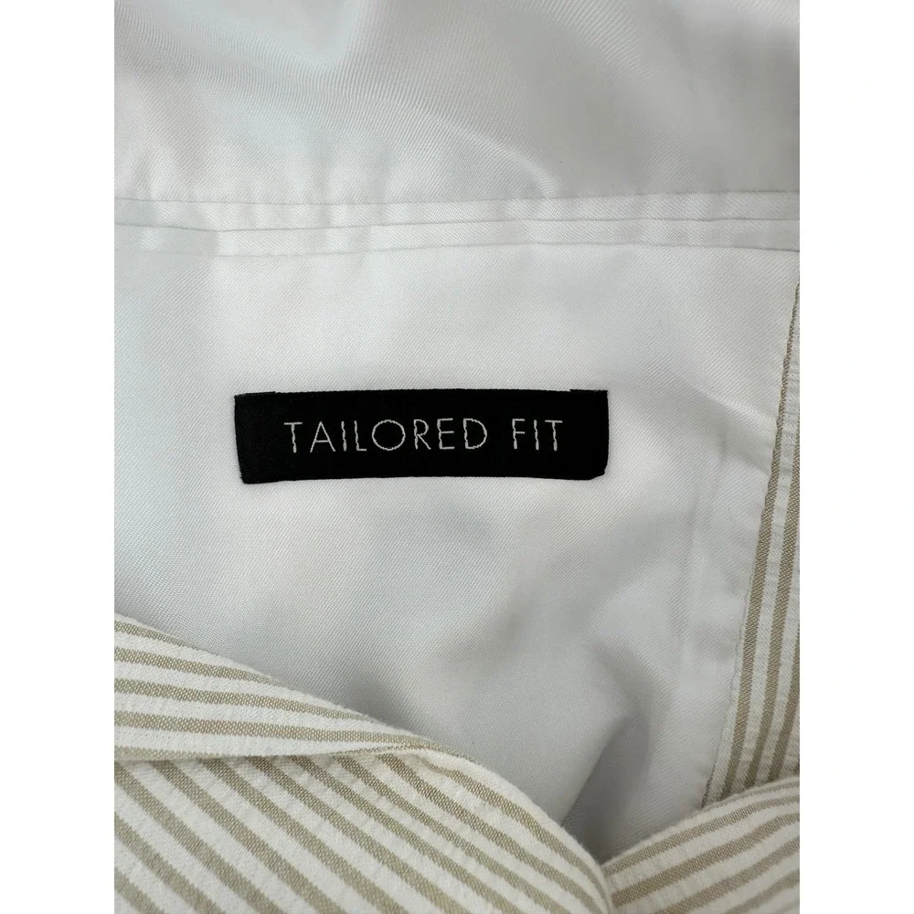 Jos. A. Bank Stays Cool Mens Suit 41L 35W Tan Seersucker Cotton Tailored Fit
